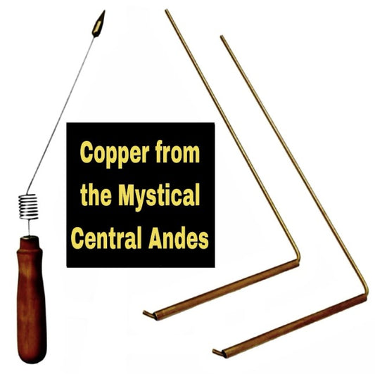 Andean Copper and Brass - 1 Aurameter Dowsing Rod Pendulum + 2 Dowsing Rods.