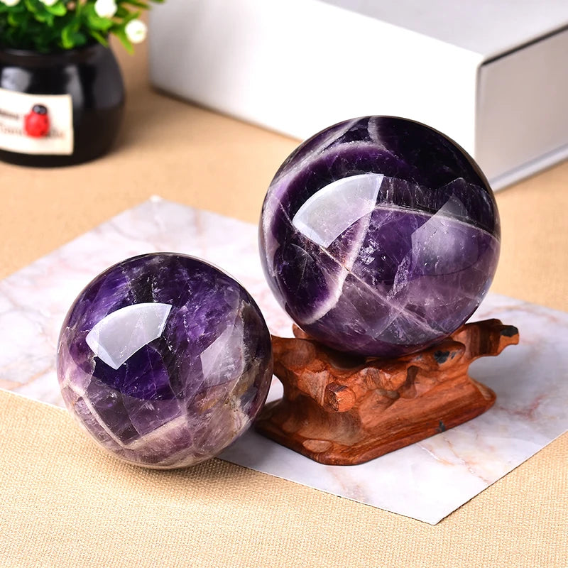 1PC Natural Dream Amethyst Ball Polished Globe Massaging Ball Reiki Healing Stone