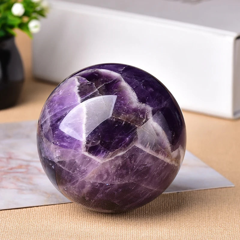 1PC Natural Dream Amethyst Ball Polished Globe Massaging Ball Reiki Healing Stone