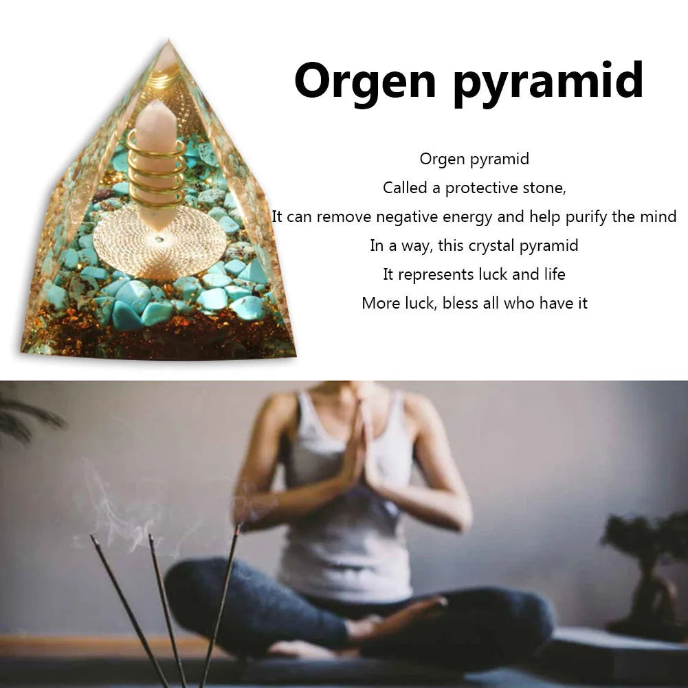 Natural Crystal Energy Stone, Orgen Pyramid Handmade for Yoga Meditation