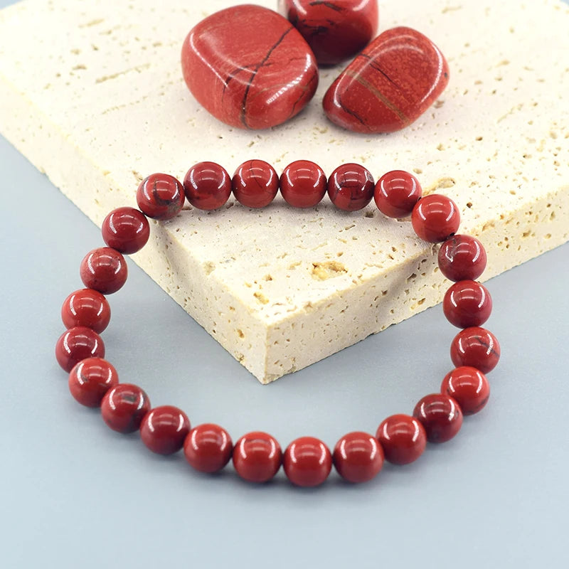 7.48in / 19cm Natural Stone Genuine 5A Red Jasper - Prayer Beaded Bracelets - Rosary Meditation Bracelets - Yoga Meditation Bracelets