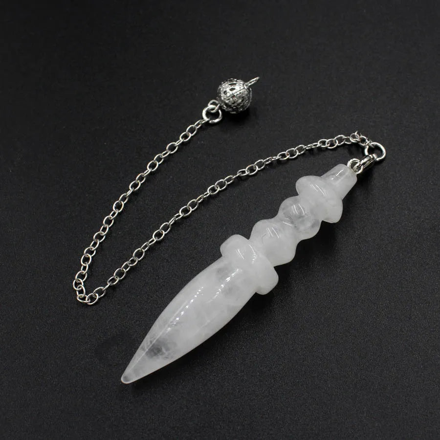 Natural Stone Pendant Egyptian Crystal Pendulum for Divination Dowsing Reiki Pink Clear Quartz Amethysts Black Onyx