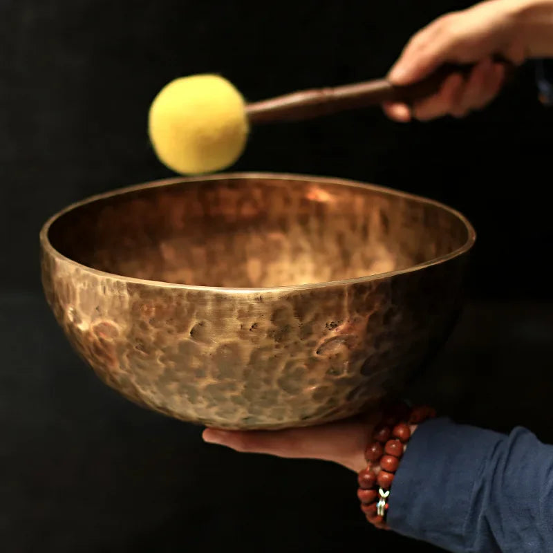 Nepal Handmade Singing Bowl Large Brass Tibetan Bowls Buddhism Meditation Sound Bowl Percussion Instruments Home Ornaments Gifts