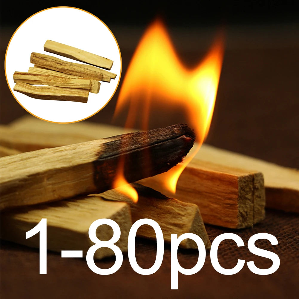 1-80 pcs Palo Santo Natural Incense Sticks - Wooden Smudging Stick - Aromatherapy Burn Wooden Sticks