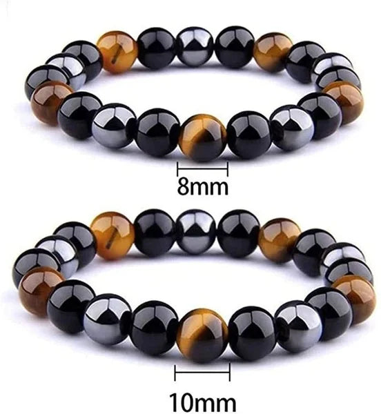 Magnetic Hematite, Tiger Eye, Obsidian Bracelet Triple Protection - Health Care - Bracelet for Weight Loss