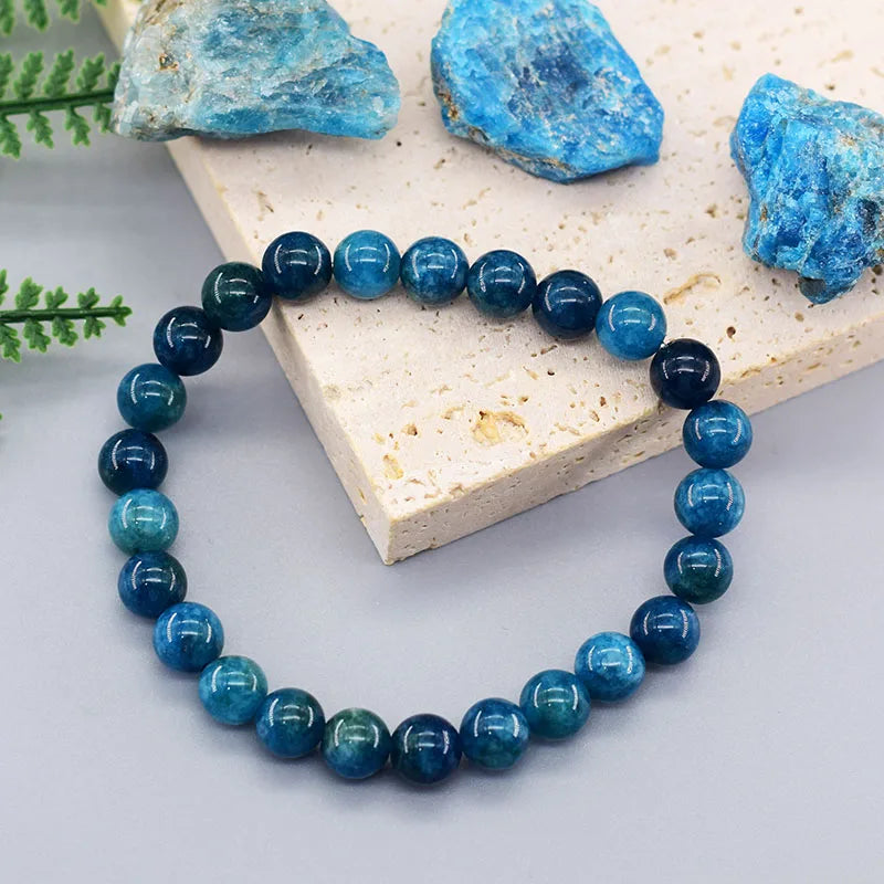 7.48in / 19cm Original Reiki Blue Apatite Beads Bracelets - Men / Women - Natural Stone good for Blood Circulation, Stimulate Enthusiasm, Health Care.