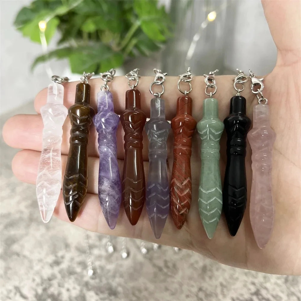 Natural Gemstone Crystals Pendulum Egyptian Cone Clear Quartz Pendulums for Dowsing Divination Reiki Spiritual Pendulos X177