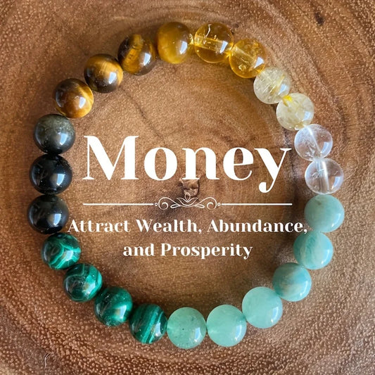 Natural Stone Bracelet - Attract Good Luck - Money - Health - Green Malachite Tiger Eye beads bangles