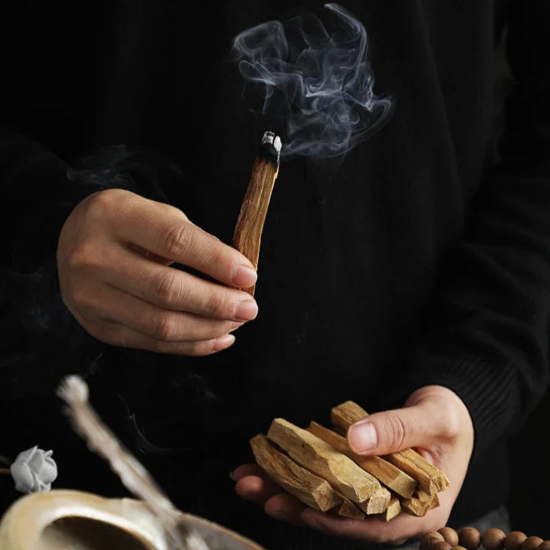 Palo Santo Natural Incense Sticks - High-oil smell of old materials for long-lasting application of Yoga, Buddha, aromatherapy scene.