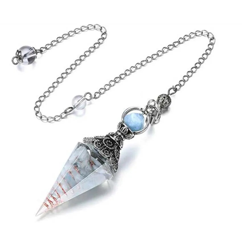 Natural 7 Chakra Healing Crystals Pendulum for Dowsing, Divination, Quartz Stone Pendulums, Antique style Reiki Pendant