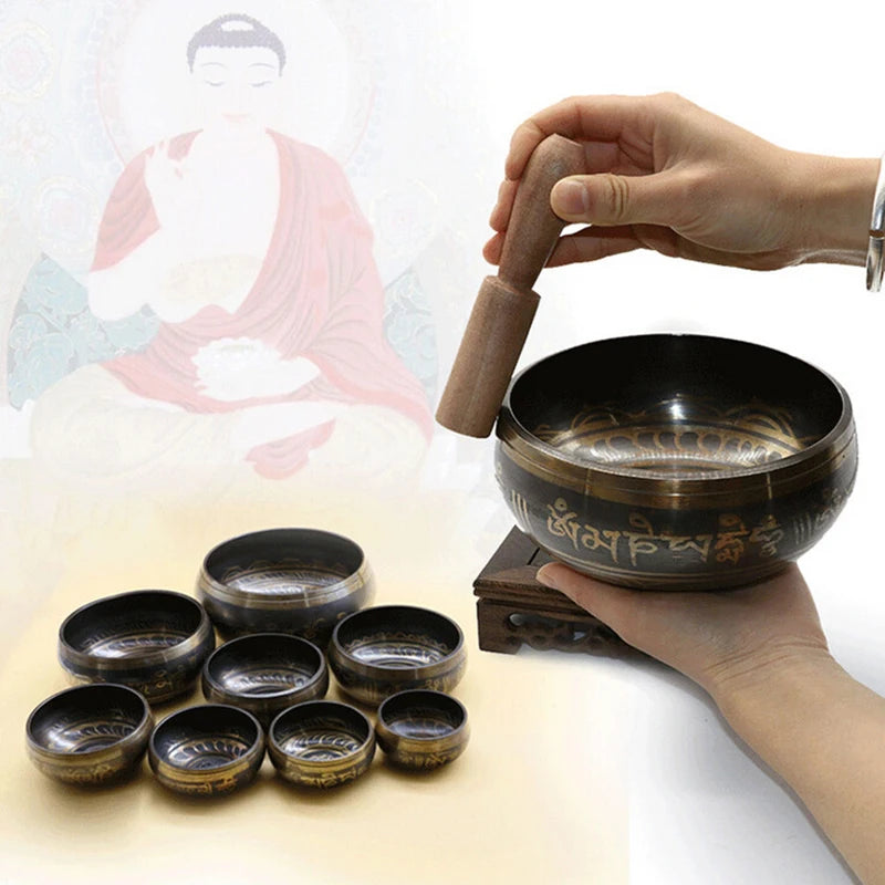 Tibetan Bowl Sing Bowl - Nepalese Buddhist -Tibetan Chanting Yoga Meditation Bowl - Buddhist Sound Therapy Bowl