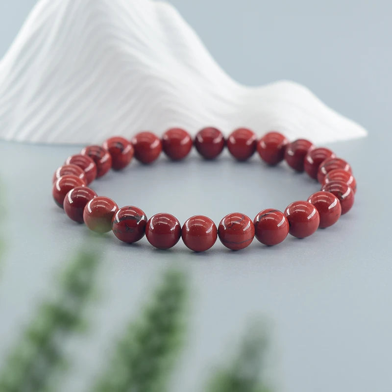 7.48in / 19cm Natural Stone Genuine 5A Red Jasper - Prayer Beaded Bracelets - Rosary Meditation Bracelets - Yoga Meditation Bracelets