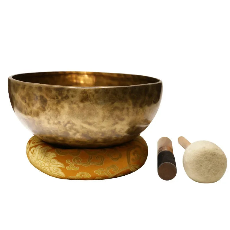 Nepal Handmade Singing Bowl Large Brass Tibetan Bowls Buddhism Meditation Sound Bowl Percussion Instruments Home Ornaments Gifts