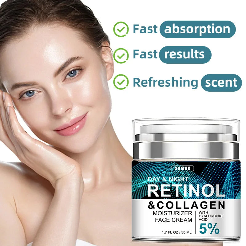 Retinol Anti Aging Face Cream Moisturizing, Wrinkle Remover, Collagen, Hyaluronic Acid Creams 50ML