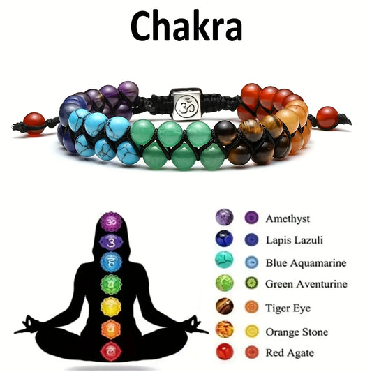 7 Chakra Treatment - Crystal Bracelet - Yoga Stone - Adjustable Beads Bracelet - Meditation, Relaxation, Anxiety