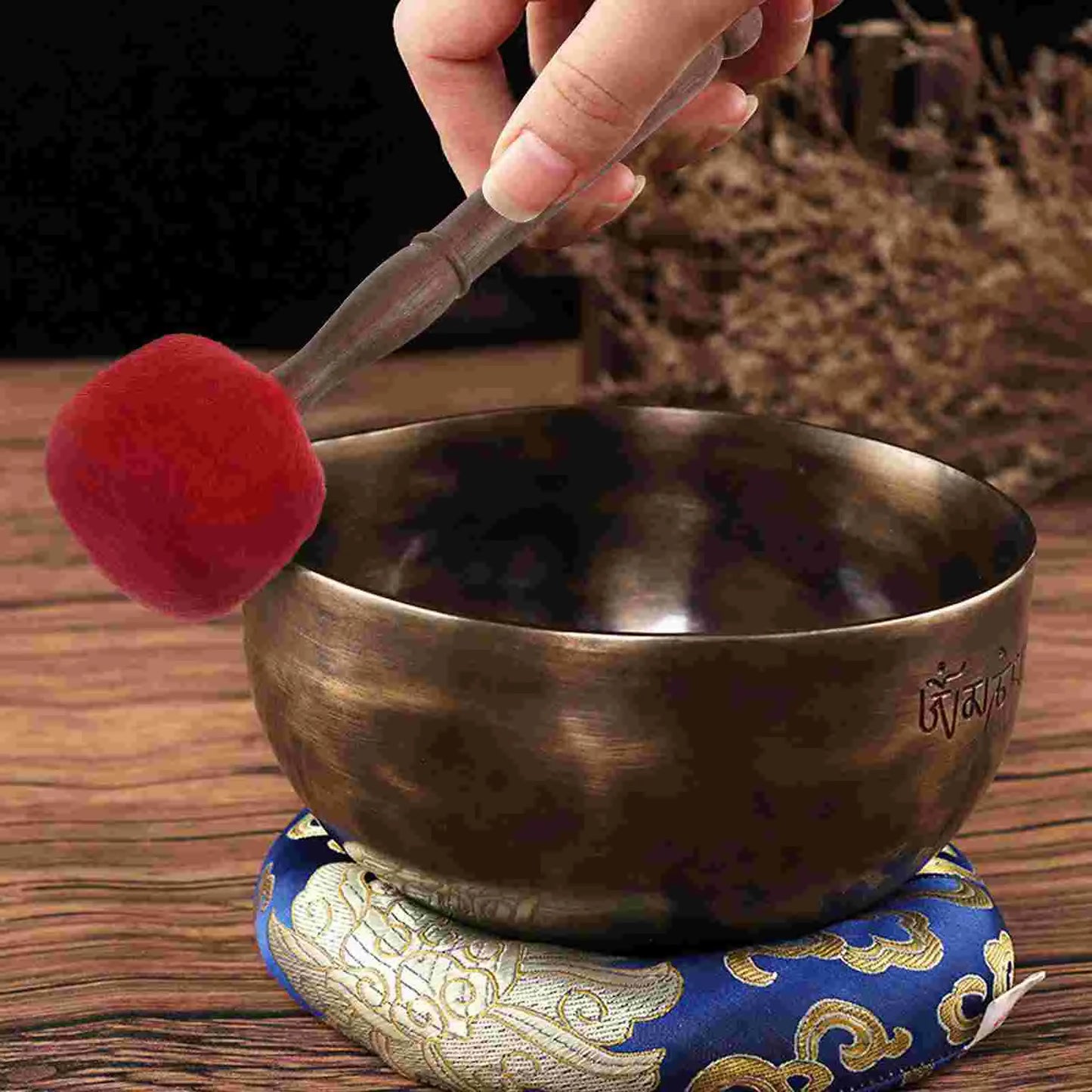 Singing Bowl Wood/Wooden Mallet Tibetan Singing Bowl Sound - Bowl Striker Supplies for Relaxation - Yoga -Mindfulness.  Chanting Crystal Buddhism Tool Instrument.