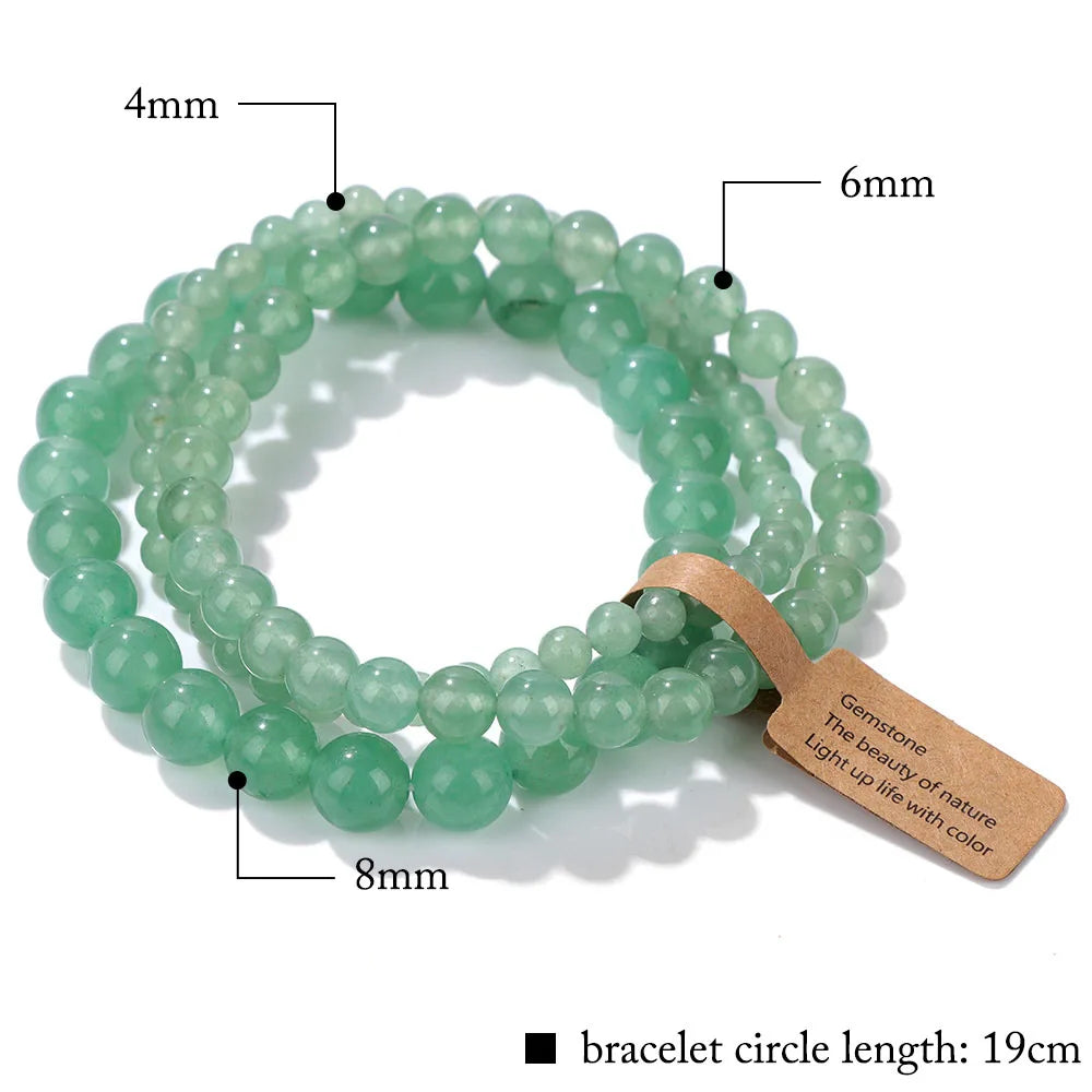 7.48 in / 19cm - Pink Zebra Beads Bracelet 4, 6 & 8mm Natural Stone Turquoises Agates Tiger Eye Quartz Beaded Bracelets Set