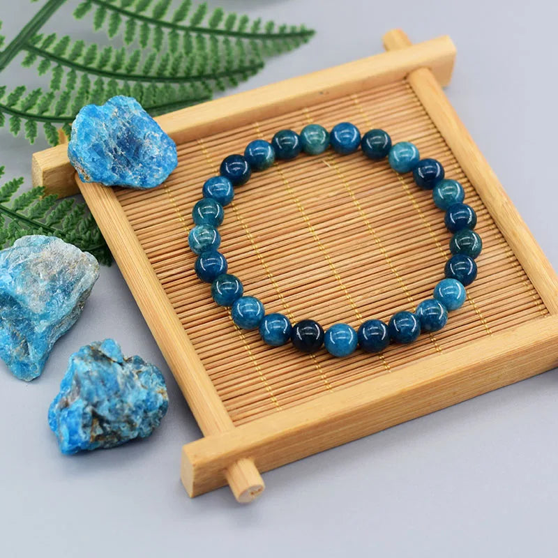 7.48in / 19cm Original Reiki Blue Apatite Beads Bracelets - Men / Women - Natural Stone good for Blood Circulation, Stimulate Enthusiasm, Health Care.