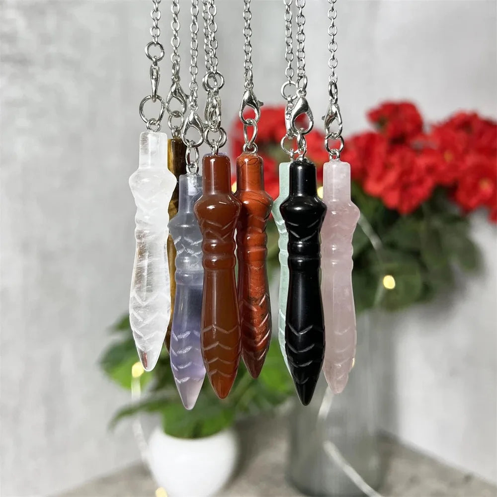 Natural Gemstone Crystals Pendulum Egyptian Cone Clear Quartz Pendulums for Dowsing Divination Reiki Spiritual Pendulos X177