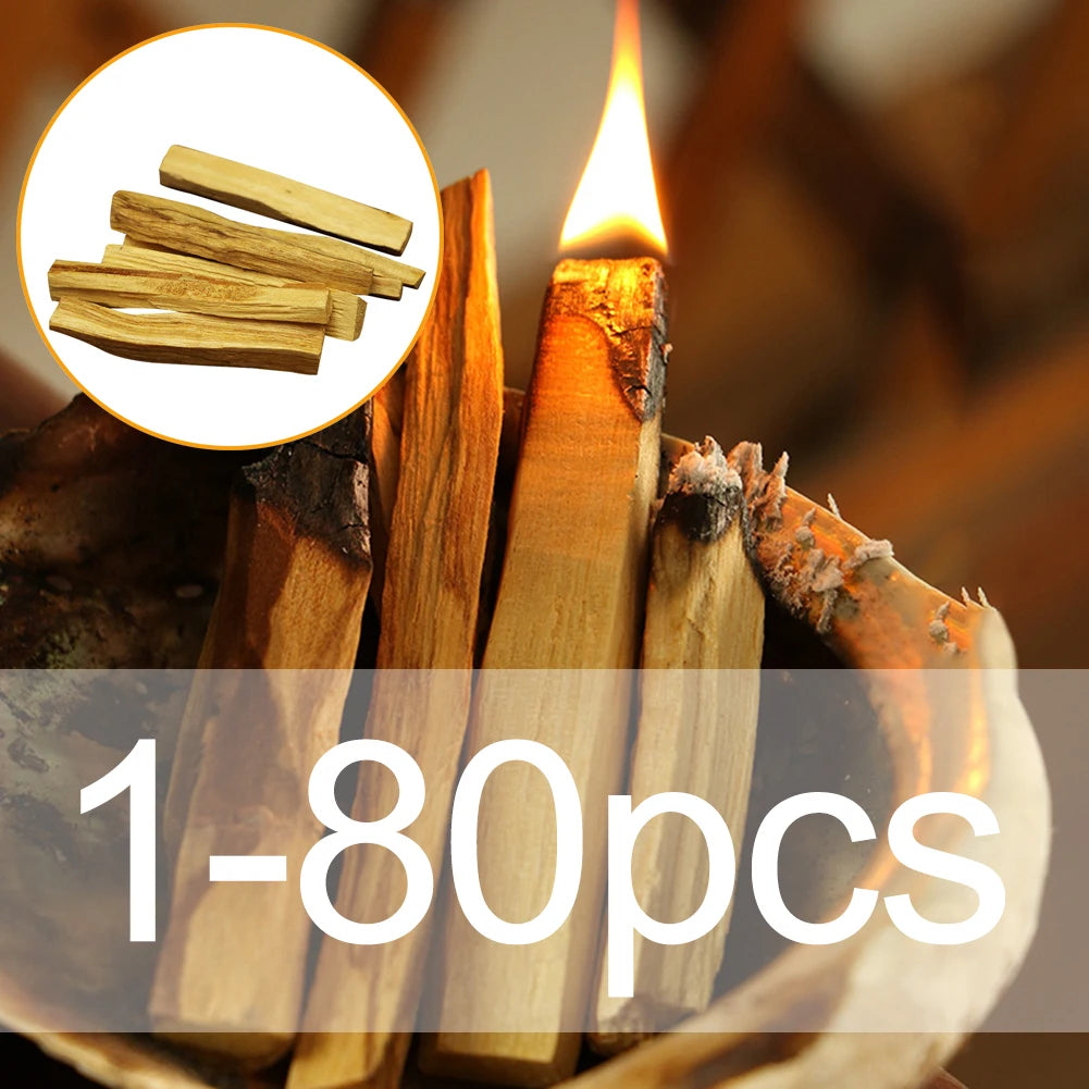 1-80 pcs Palo Santo Natural Incense Sticks - Wooden Smudging Stick - Aromatherapy Burn Wooden Sticks