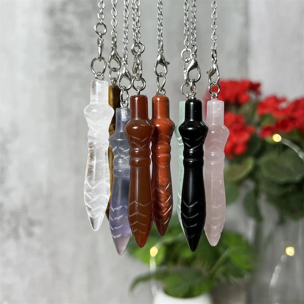 Natural Gemstone Crystals Pendulum Egyptian Cone Clear Quartz Pendulums for Dowsing Divination Reiki Spiritual Pendulos X177