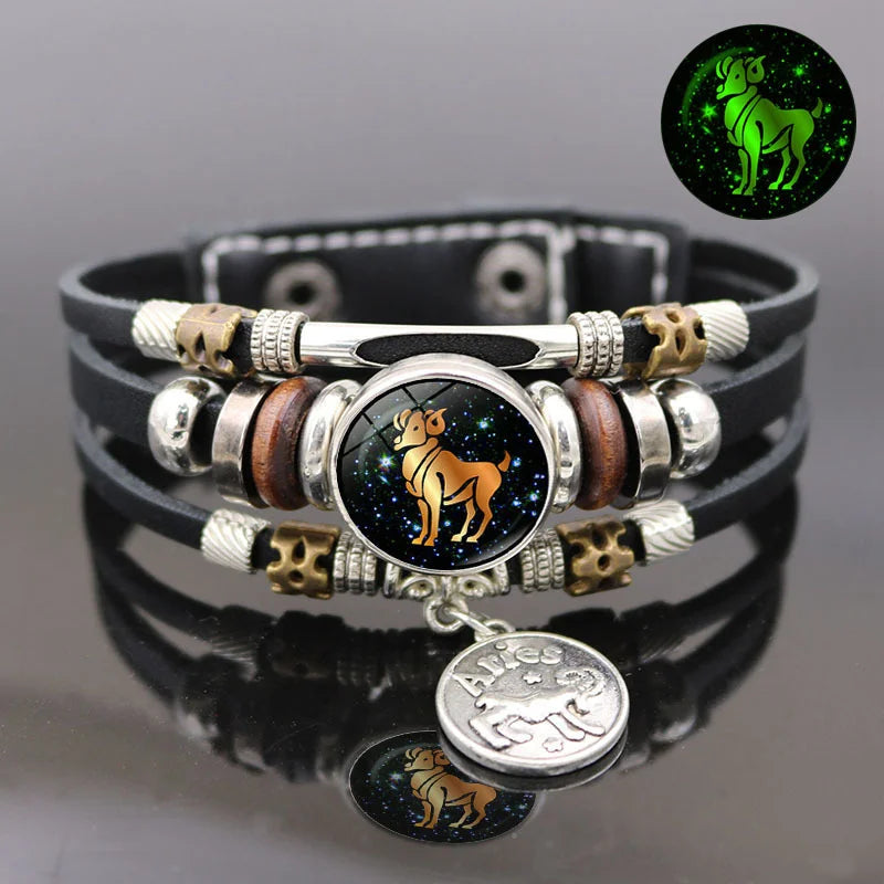 12 Constellation Vintage Bracelet - Braided Punk Leather Bracelets