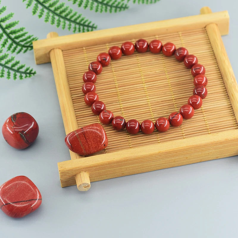 7.48in / 19cm Natural Stone Genuine 5A Red Jasper - Prayer Beaded Bracelets - Rosary Meditation Bracelets - Yoga Meditation Bracelets