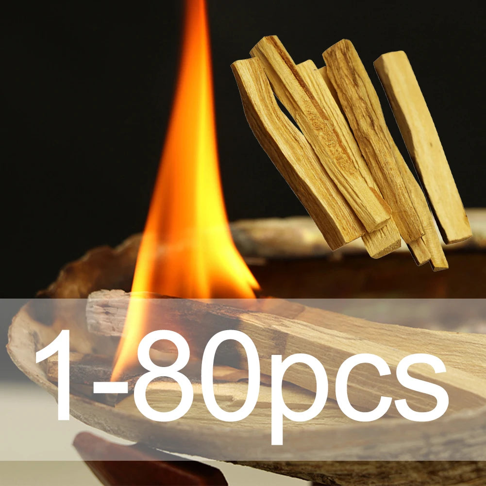 1-80 pcs Palo Santo Natural Incense Sticks - Wooden Smudging Stick - Aromatherapy Burn Wooden Sticks