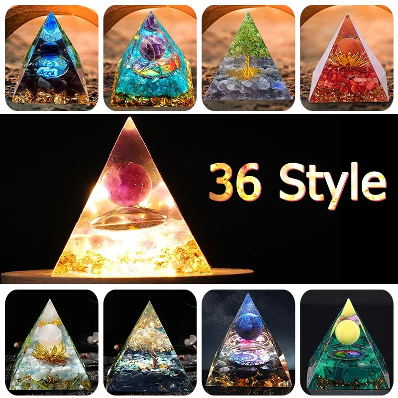 Natural Tiger Eye Orgonite Pyramid, Crystals, Energy, Reiki Chakra Multiplier, Amethyst Meditation, Lucky Wealth Stone Crafts