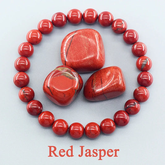 7.48in / 19cm Natural Stone Genuine 5A Red Jasper - Prayer Beaded Bracelets - Rosary Meditation Bracelets - Yoga Meditation Bracelets