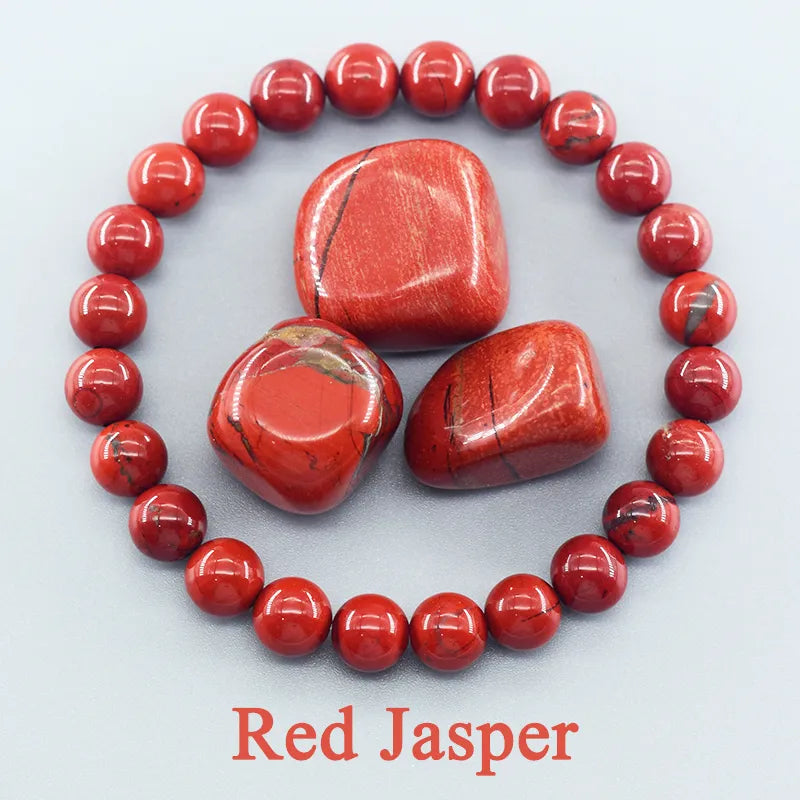 6.69in / 17cm Natural Stone Genuine 5A Red Jasper - Prayer Beaded Bracelets - Rosary Meditation Bracelets - Yoga Meditation Bracelets